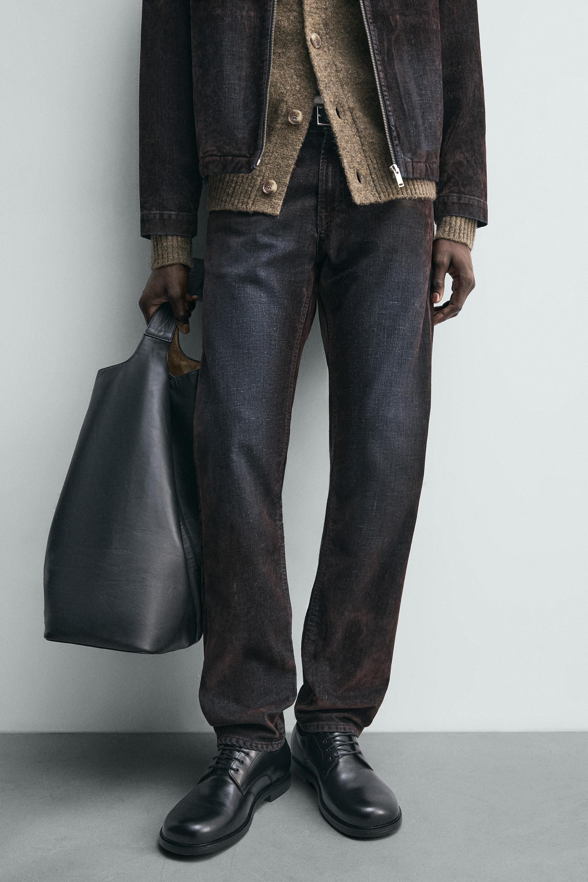 RELAXED FIT FLOCKED VELVET JEANS